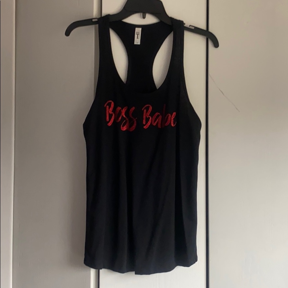 Boss babe black/red tank top - medium